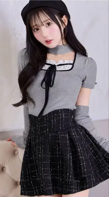 슬림 레그가 되는 트위드 스커트 michellMacaron