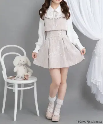 요크 프릴 레이스업 셋업풍 도킹 원피스