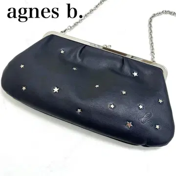 컨디션 최상 에네스베 체인 가죽 숄더백 가마구치 스터드 별