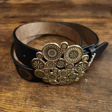 [ 레어 ] Desigual 기하학 패턴 벨트 블랙 x 골드