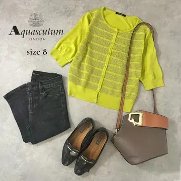 [ Aquascutum ] 썸머 니트 가디건 라임 그린 8호 S~M