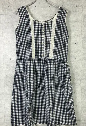 00년대 MORI-KEI 구제 의류 코튼 레이스 트리밍 슬리브리스 원피스