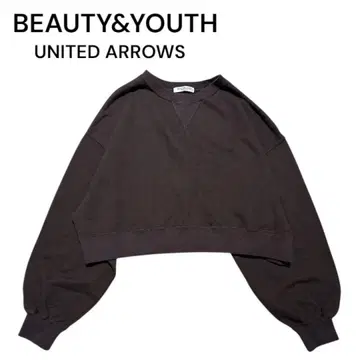 새상품급 BEAUTY&YOUTH 크롭 맨투맨 풀오버 맨투맨 브라운