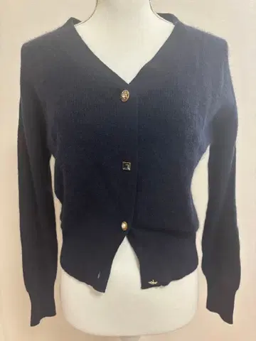 BABYLONE 비쥬 버튼 가디건 네이비 V넥 38