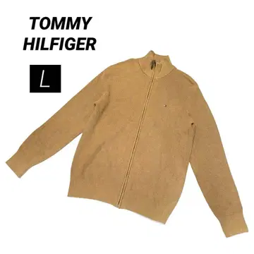 TOMMY HILFIGER 면 100% 풀 집업 니트 L 베이지