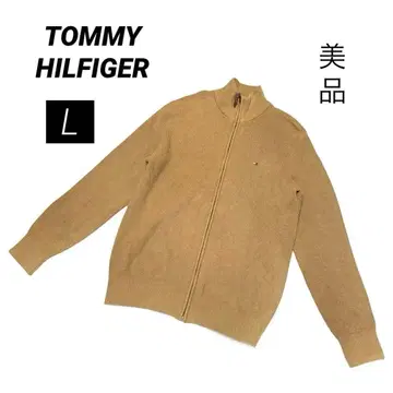 TOMMY HILFIGER 면 100% 풀 집업 니트 L 베이지