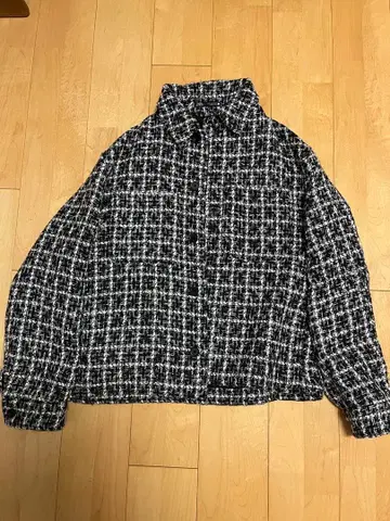 ZARA 체크 무늬 트위드 자켓 M