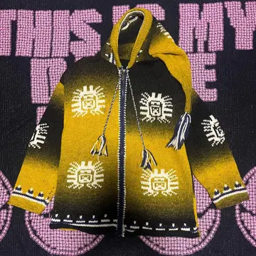 90s VINTAGE 에콰도르제 네이티브 무늬 에콰도르 니트 후드티