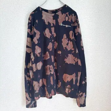 Champion 맨투맨 타이 다이 패턴 스트릿 블랙 브라운 L