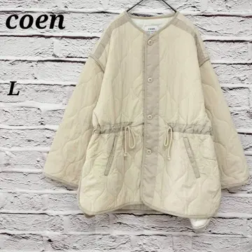 코엔 L 퀼팅 자켓 드로스트 풀버튼 충전솜 아이보리
