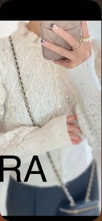 ZARA 모조 진주 비즈 니트