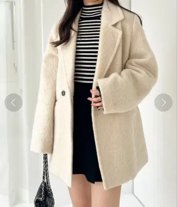 Heather 샤기 미들 코트 아이보리