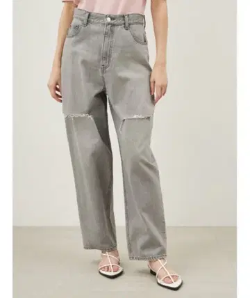 Mila Owen 와이드 테이퍼드 컷 아웃 데님 팬츠 00