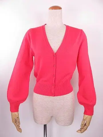 새상품급 에네스베 긴팔 니트 가디건 꽃 버튼 핑크 오렌지 M