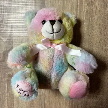 [미사용 새상품] 레인보우 파스텔 컬러 곰 봉제 인형