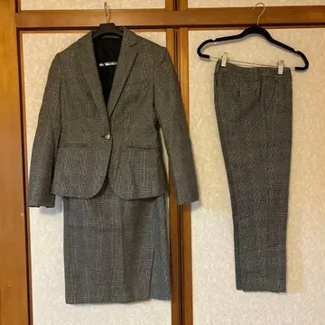 [ 겨울 ] 그레이 계열 체크 자켓 스커트 세트