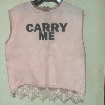 CARRY ME 프린트 핑크 T셔츠