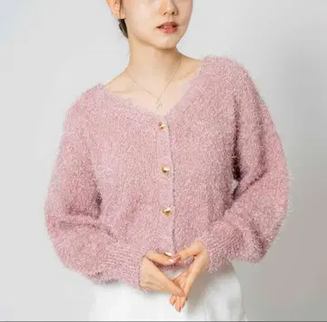 노엘라 거의 미사용 핑크 가을/겨울 2WAY 라메 니트 가디건