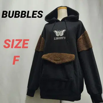 BUBBLES 버블스 후드티 자수 버터플라이 나비 블랙 풀오버