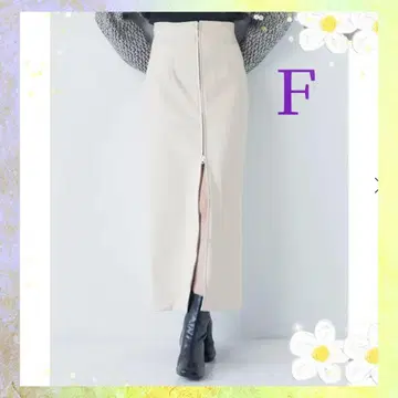 인조 가죽 프론트 지퍼 타이트 스커트 합성 피혁 I 라인