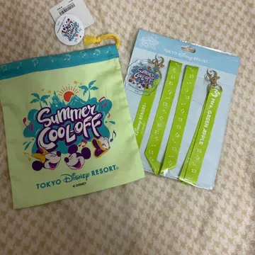 디즈니 리조트 Summer Cool Off 파우치 & 핸드폰 스트랩 세트