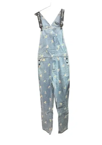 립앤딥 고양이 패턴 오버롤 라이트 블루