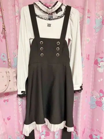 서스펜더 플레어 스커트 블랙 MARS evelyn