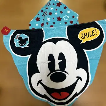 미키 후드 부착 타월 스카이블루