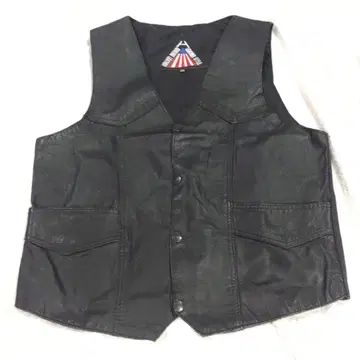 천연 가죽 가죽 베스트 L 웨스턴 바이커 USA 빈티지