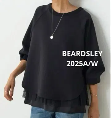 '25 택 포함 새상품 비어즐리 종이상자 서클 풀오버 블랙 T셔츠