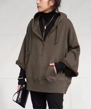 AP STUDIO 울 믹스 하프 지퍼 후디