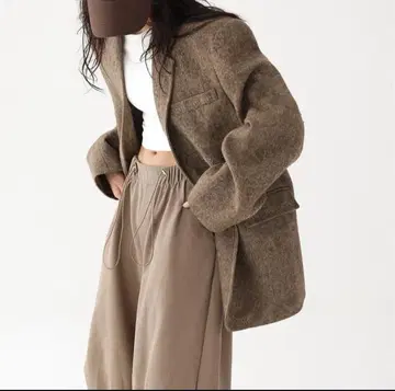 루즈핏 브라운 테일러드 자켓