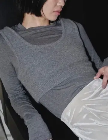 todayful Raccoon Knit Bustier 그레이