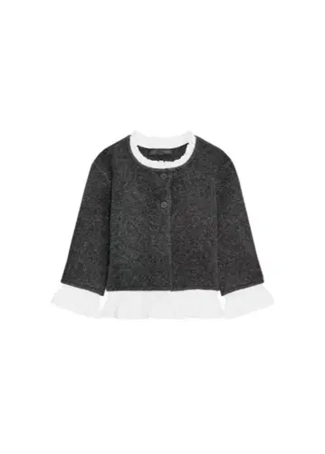 [택 포함 새상품] 완판 ZARA 포플린 콤비 니트 자켓 다크 그레이 M