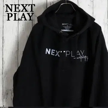 NEXT PLAY 넥스트플레이 브랜드 로고 블랙 후드 맨투맨
