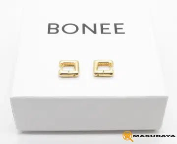 보니 스퀘어 후프 귀걸이 SV925 골드 플레이트 [새상품급]