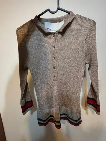 TICCA 7부 소매 니트 폴로 골드 라메