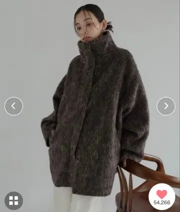 hellam 다크 브라운 샤기 코트