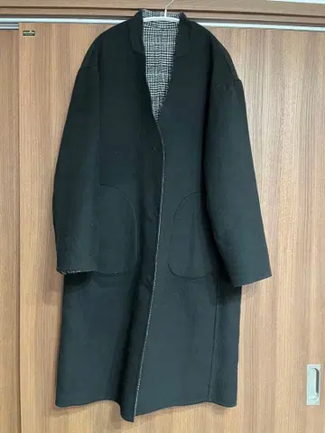 LEPSIM 렙심 리버서블 코트 노카라 코트 글렌체크