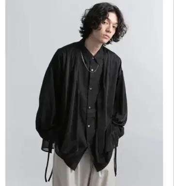 [ 익명 배송 ] HARE 시어 레이어드 셔츠 긴팔 블랙 S 사이즈