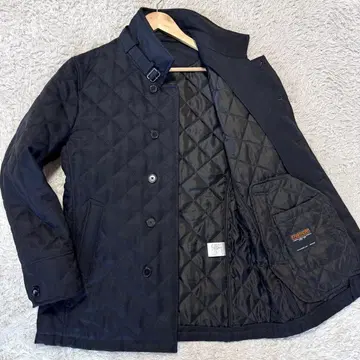 미셸클랜 퀼팅 자켓 헤링본 벨트 51 네이비