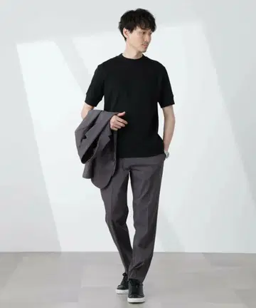 NANO UNIVERSE FORMAL JERSEY 모크넥 반팔 T셔츠