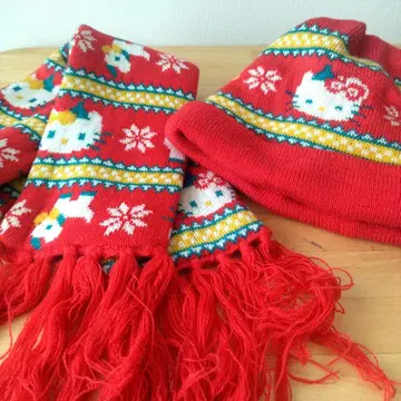 키티 헬로키티 머플러 니트 모자 세트