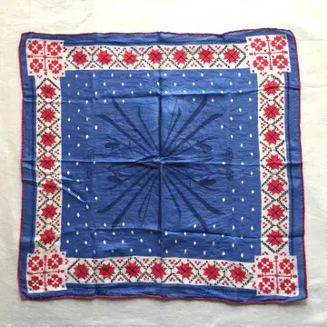 빈티지 Tammis Keefe 손수건 스키 패턴 눈 패턴 반다나