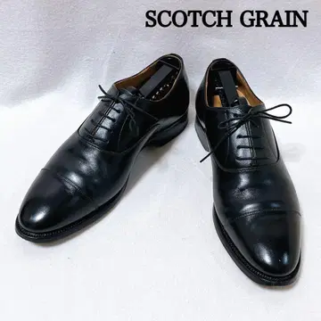 스코치 그레인 스트레이트 팁 블랙 가죽 굿이어 타쿠미 시리즈 0530