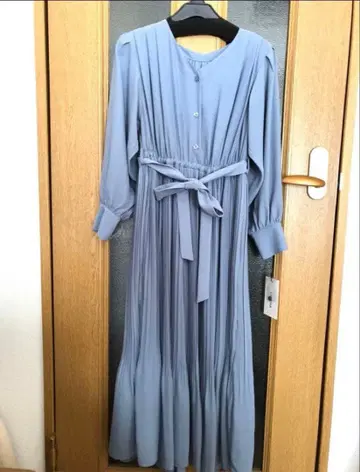 라이트 블루 플리츠 원피스 원사이즈