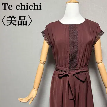 새상품급 Te chichi 레이스 원피스 F 브라운 리본 벨트