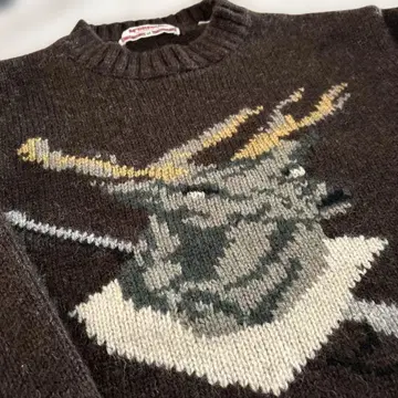 M'cGREGOR 사슴 패턴 크루넥 스웨터 다크 브라운 M