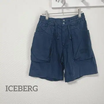 아이스버그 이탈리아제 허리밴딩 하프 팬츠 네이비 면