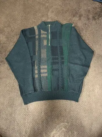 OAKS 다크 그린 집업 니트 L